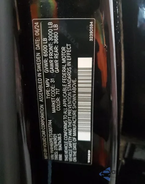 2025 Volvo Xc90 Plus from USA, damaged, VIN YV4H60PE7S1307744